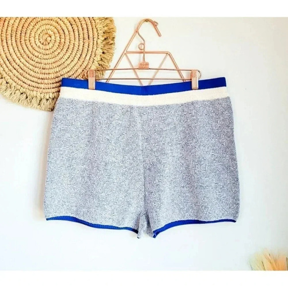 Anthropologie, New, Maeve Posey Cobalt Stripe Sweater Knit Shorts, Size XL - Picture 2 of 11